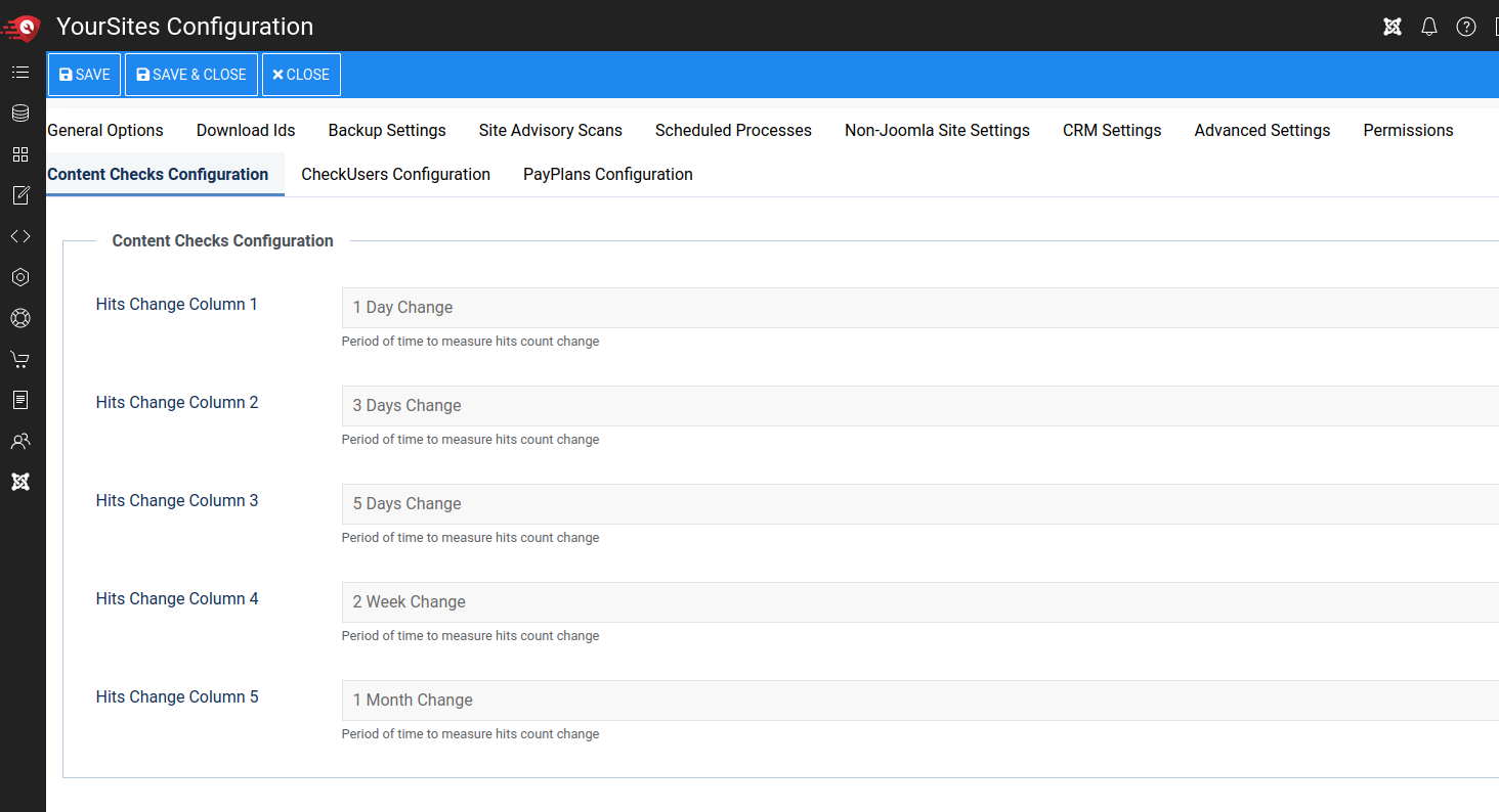 configure collection and display of hits data